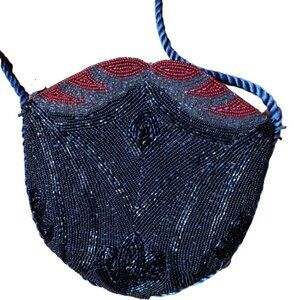 Vintage 90s beaded sequin evening crossbody purse